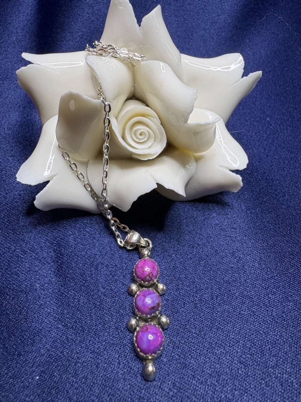 Pendant Purple Mojave Turquoise 925 Sterling Silver Multi-Stone